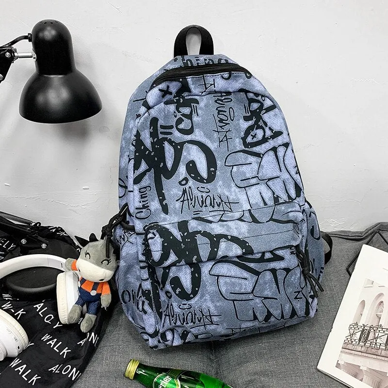 Christmas Gift Graffiti Youth Backpack 2024 Trend Design Waterproof Nylon Laptop Campus School Bag Soft Unisex Large Capacity Travel Backpacks