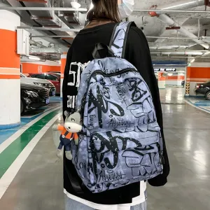 Christmas Gift Graffiti Youth Backpack 2024 Trend Design Waterproof Nylon Laptop Campus School Bag Soft Unisex Large Capacity Travel Backpacks