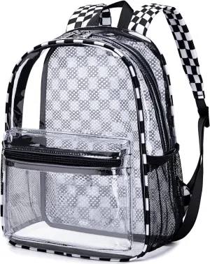 Clear Mini Backpack for Stadium Events 12x12x6 Small Transparent Backpacks Plastic See Through Clear Bag for Concerts Work Festival Security Travel
