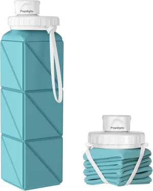 Collapsible Water bottles Food-Grade BPA-Free Silicone Travel Bottles Leakproof Foldable Water Bottle 610ml for Travel Gym Hiking Camping Running Sport Lightweight portable water bottle