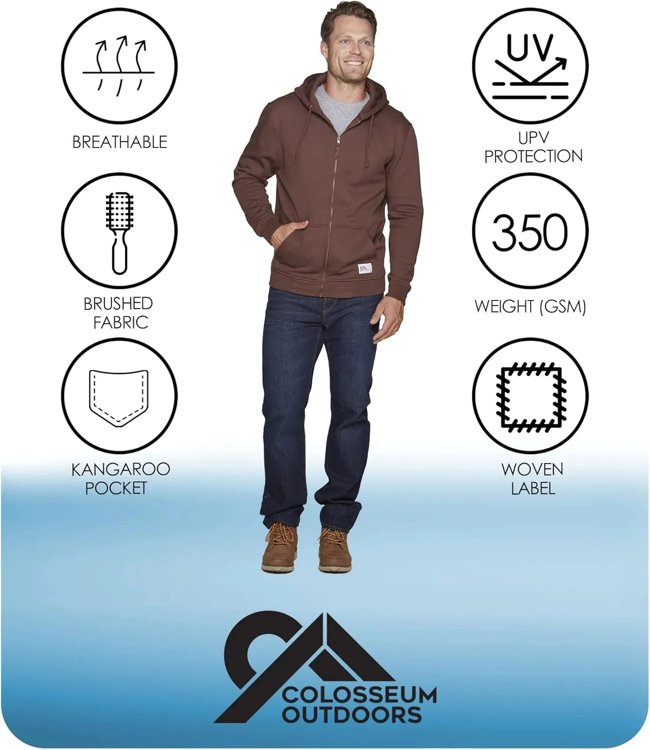 COLOSSEUM Outdoors Men's Brooks Super Heavyweight Workwear Full Zip Hoodie