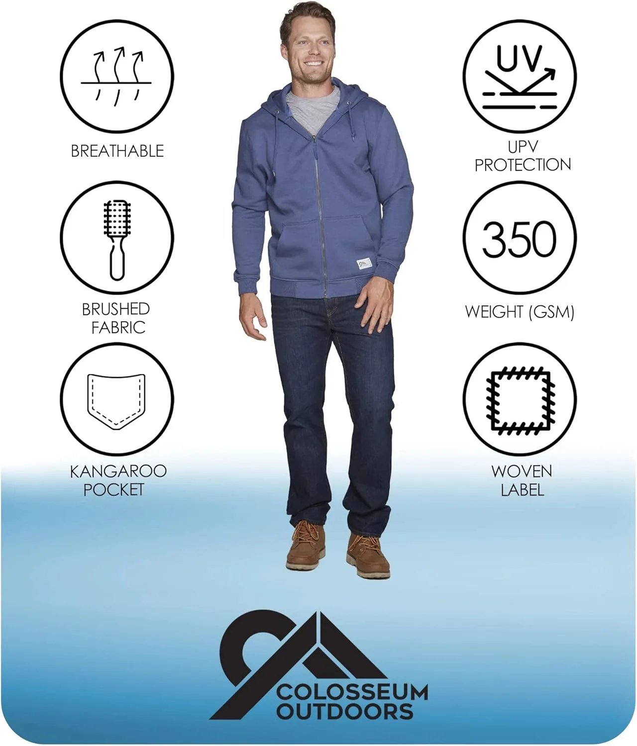 COLOSSEUM Outdoors Men's Brooks Super Heavyweight Workwear Full Zip Hoodie