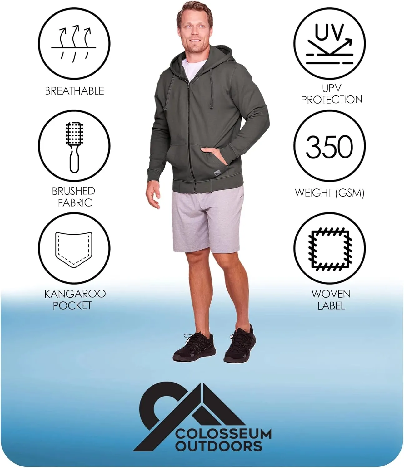COLOSSEUM Outdoors Men's Brooks Super Heavyweight Workwear Full Zip Hoodie