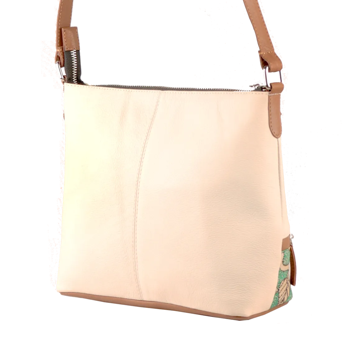 Combo of Leather Embroidery Cream Tan Sling & Mini Tote