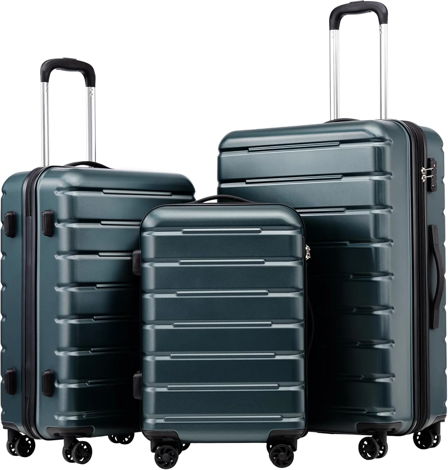 Coolife Luggage Suitcase Carry-on Spinner TSA Lock USB Port Expandable (only 28????) Lightweight Hardside Luggage (Teal Blue, 3 piece set)