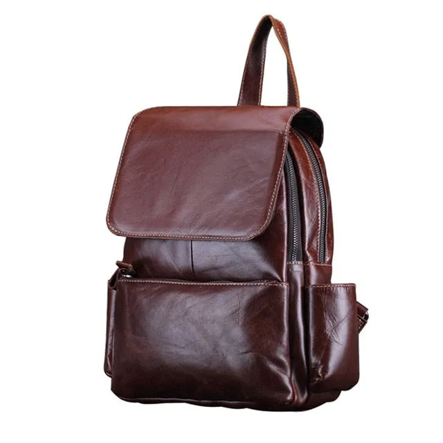 Cowather Vintage 2019 Cow Genuine Leather Backpacks For Women Big Capacity Exquisite Crafts Oil Wax