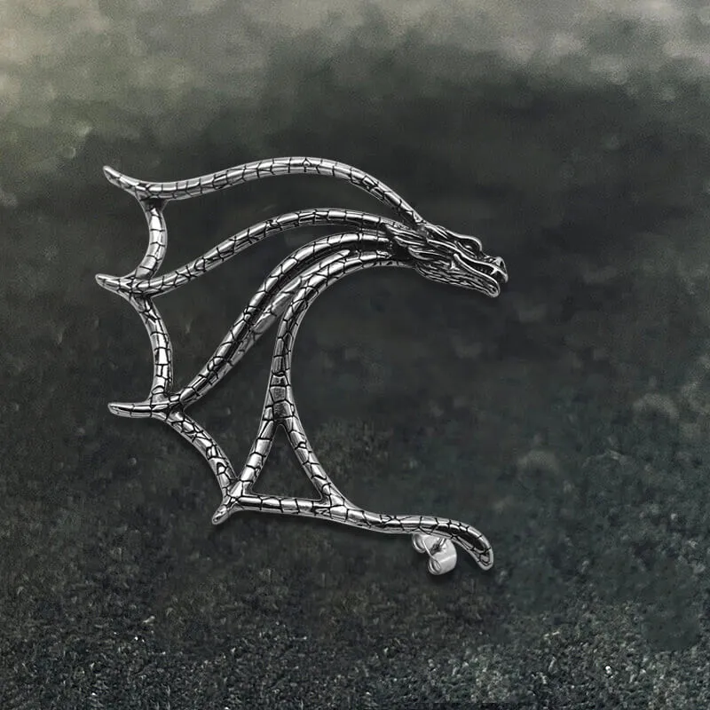 Evil Dragon Stainless Steel Ear Cuff Earrings