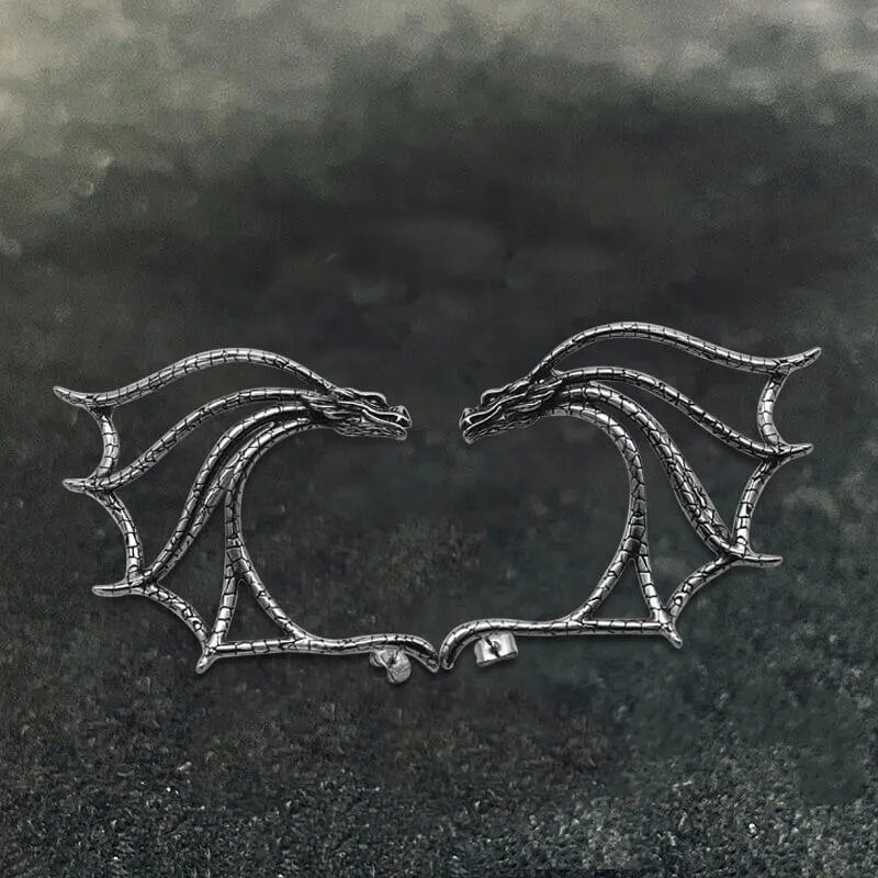 Evil Dragon Stainless Steel Ear Cuff Earrings