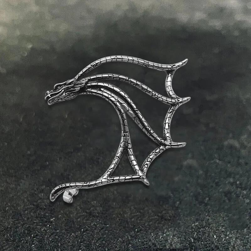 Evil Dragon Stainless Steel Ear Cuff Earrings