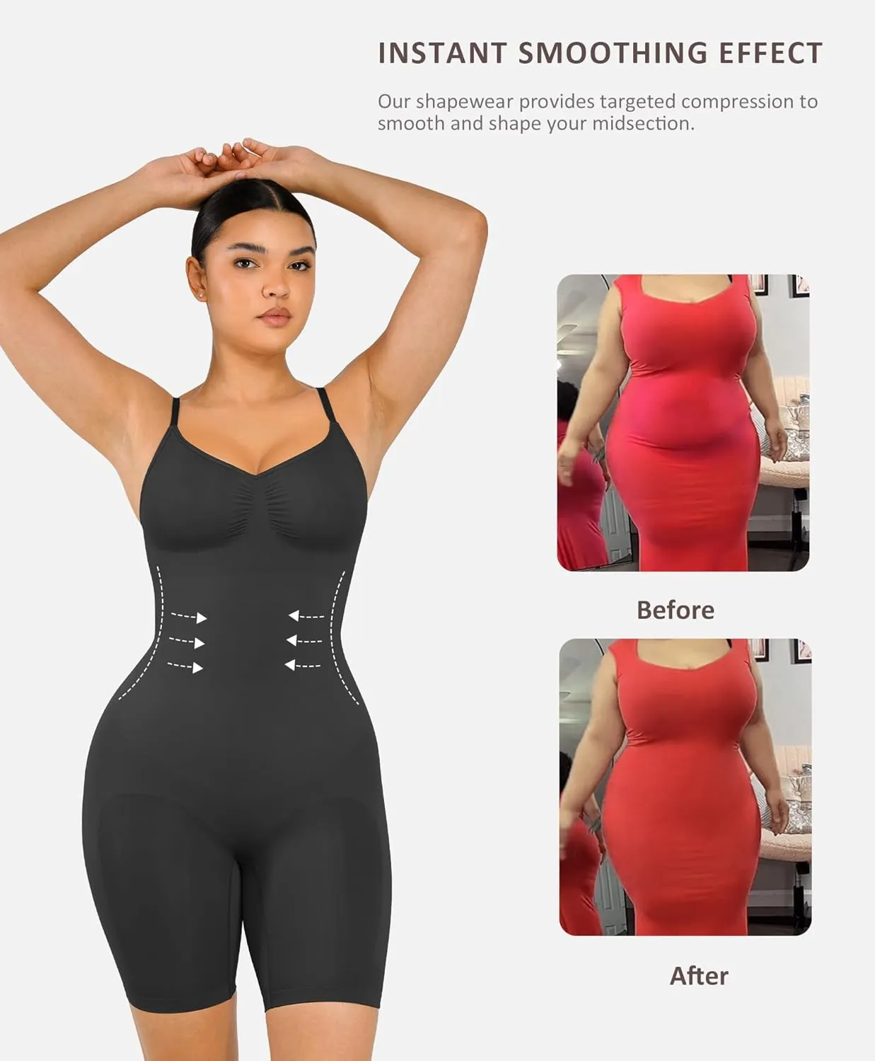 FeelinGirl Shapewear Bodysuit Tummy Control Seamless Sculpting Butt Lifter Body Shaper for Women