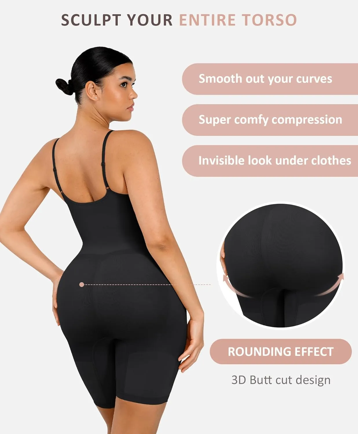 FeelinGirl Shapewear Bodysuit Tummy Control Seamless Sculpting Butt Lifter Body Shaper for Women