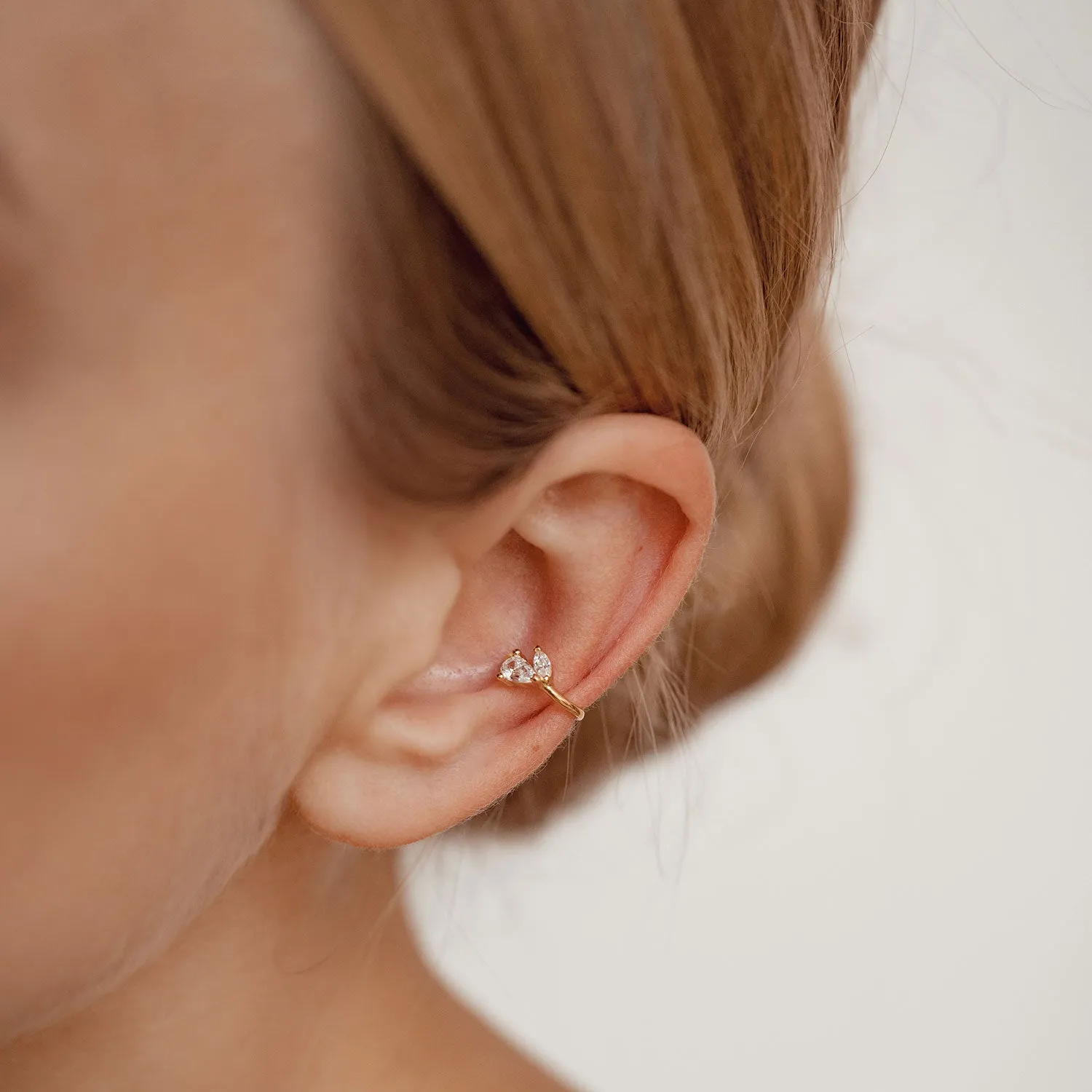 Fire Spark Ear Cuff Sterling Silver Gold