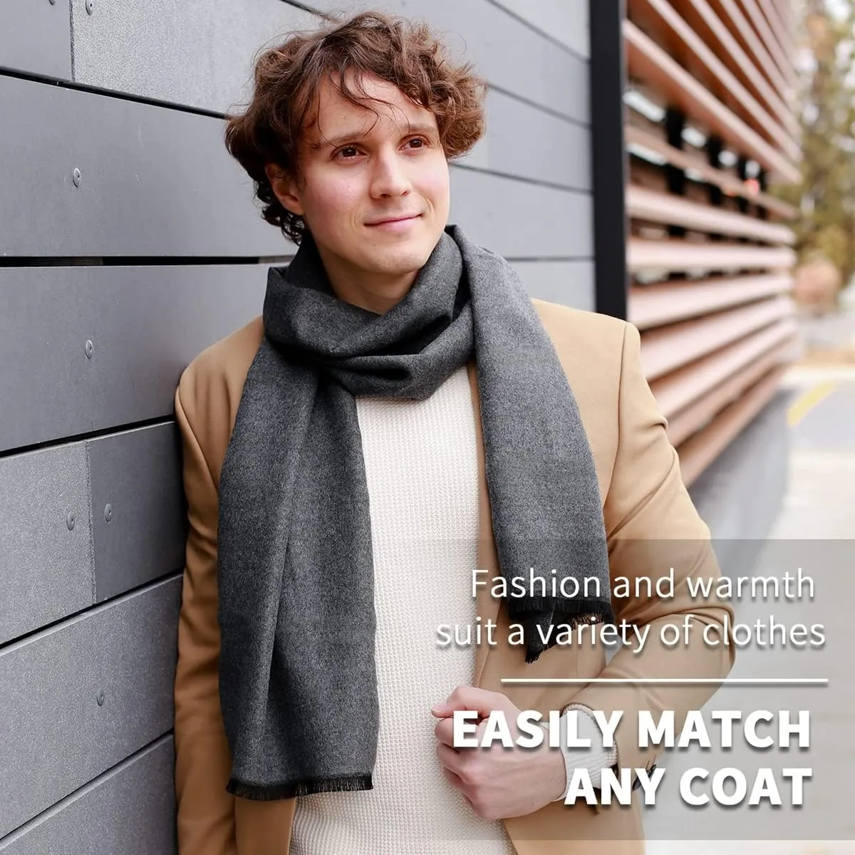 FULLRON Men Winter Scarf Soft Warm Long Cashmere Feel Scarves