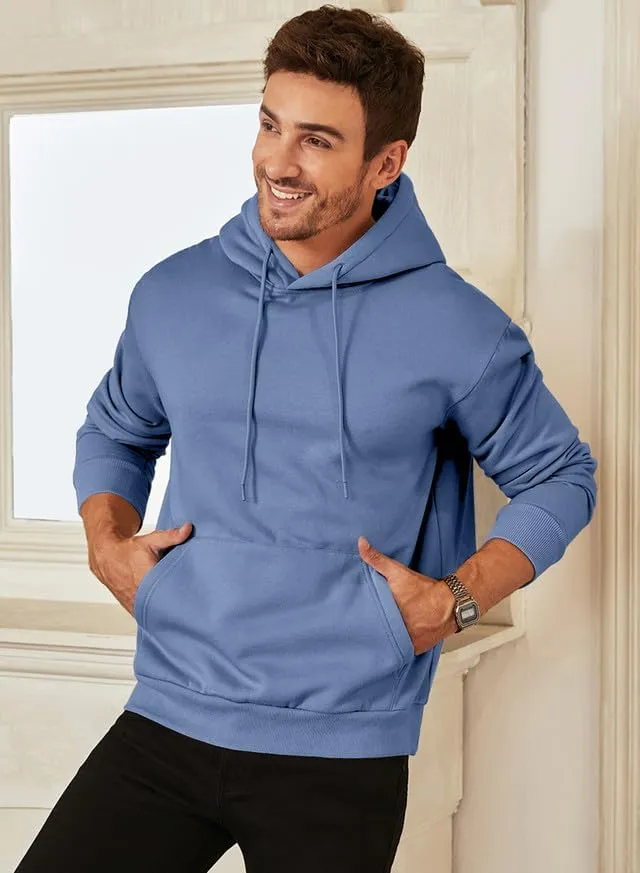 JMIERR Mens Casual Cotton Hooded Collar Drawstring Hoodies Pullover Sweatshirts Casual Long Sleeve Shirts