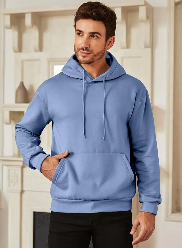 JMIERR Mens Casual Cotton Hooded Collar Drawstring Hoodies Pullover Sweatshirts Casual Long Sleeve Shirts