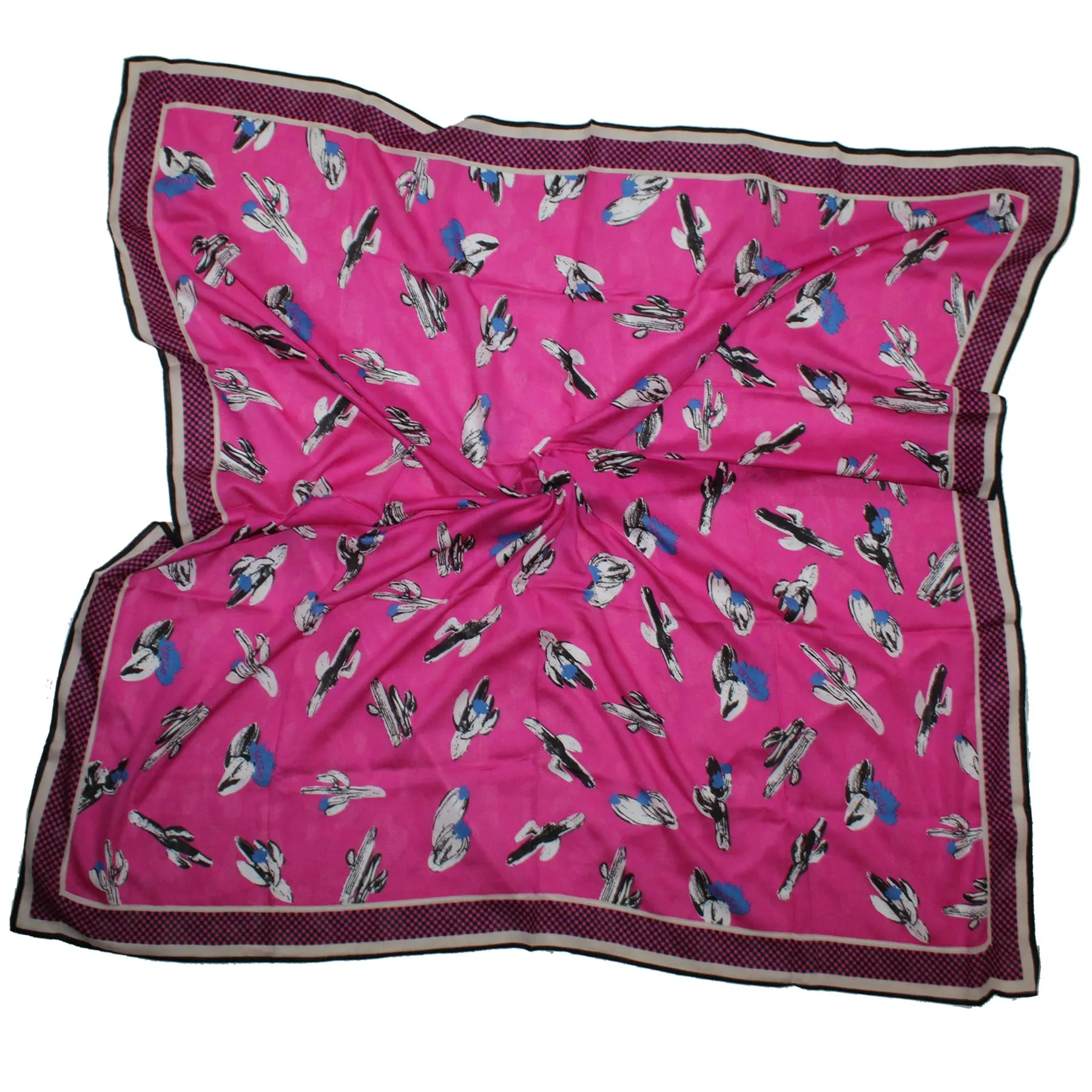 Kenzo Scarf Hot Pink Cactus Design - Extra Large Cotton Wrap BLACK FRIDAY SALE