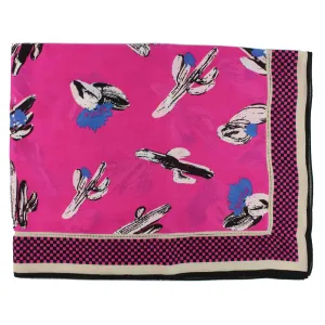 Kenzo Scarf Hot Pink Cactus Design - Extra Large Cotton Wrap BLACK FRIDAY SALE