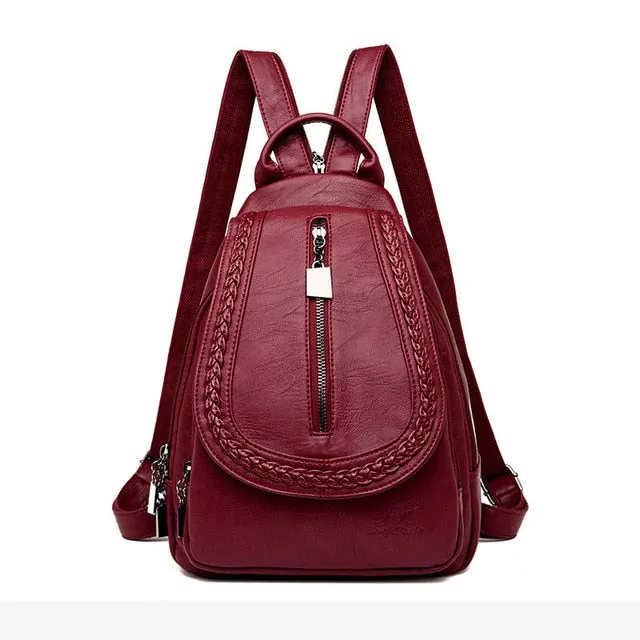 Leather Zipper Backpacks
