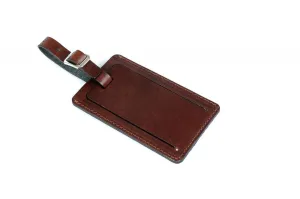 Luggage Tag - Walnut Brown Leather Luggage Tag - Contemporary