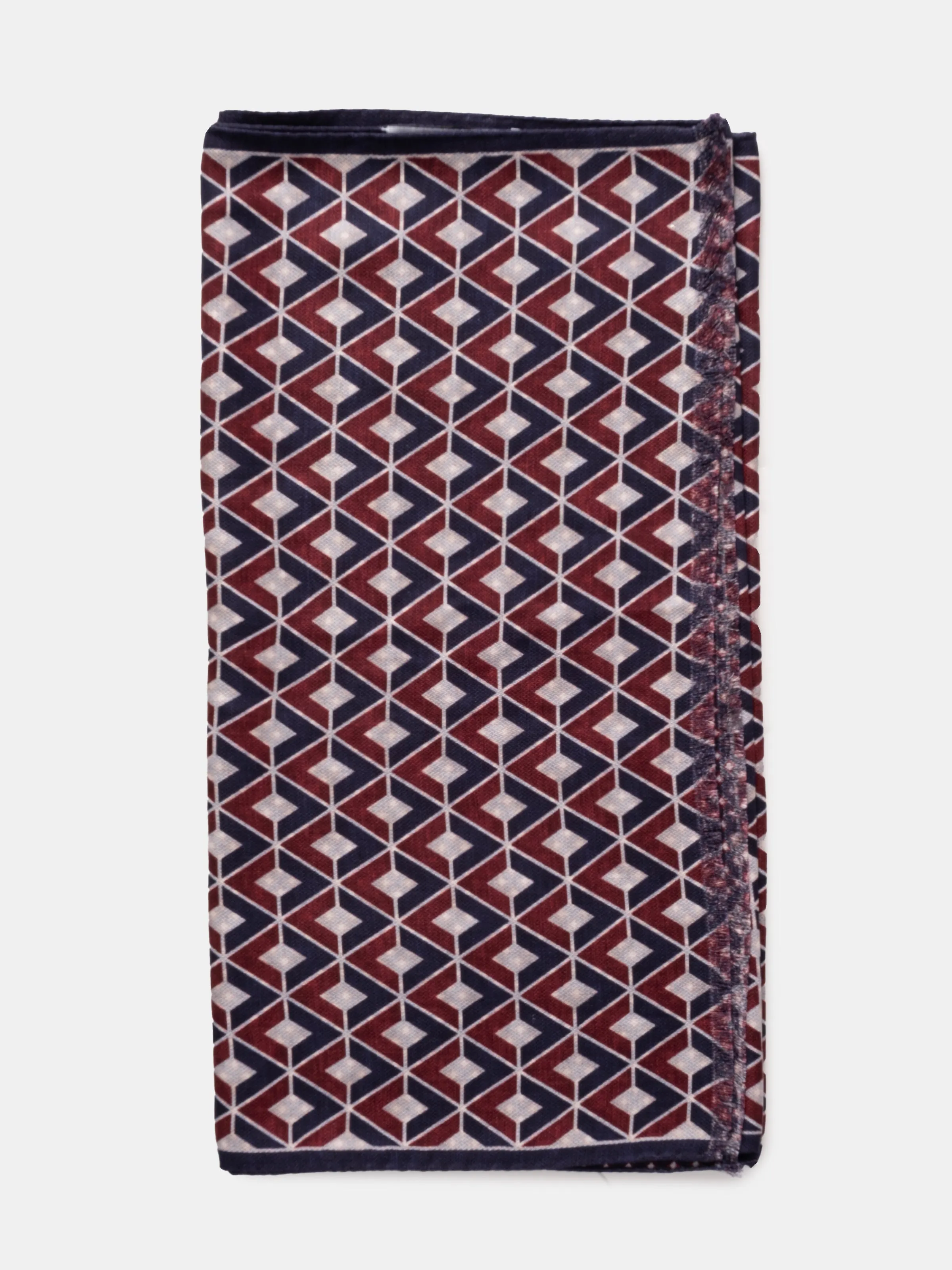 Maroon & Navy Argyle Printed Silk Scarf