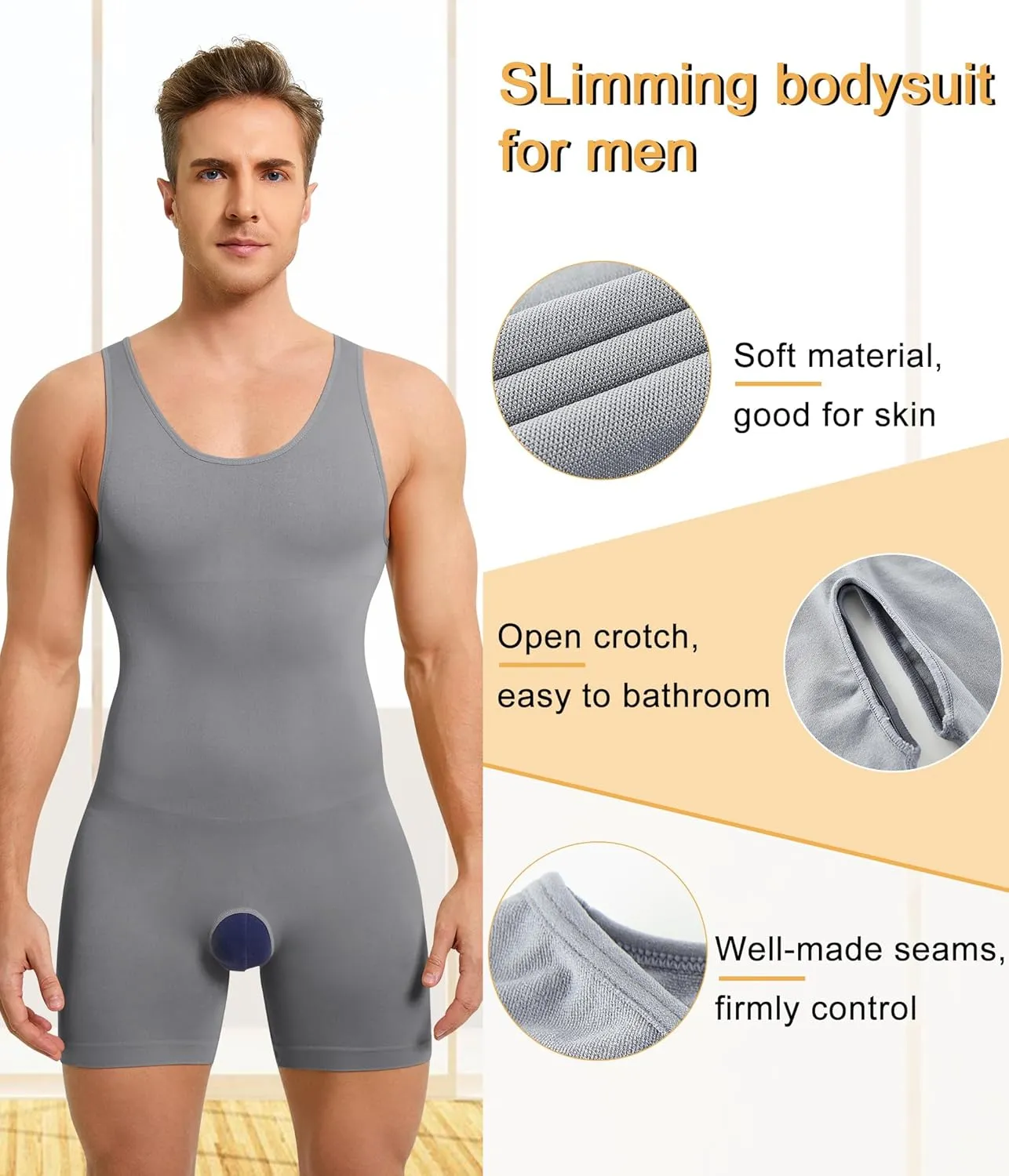 Mens Sleeveless Full Body Shaper Underwear Slimming Compression Bodysuit Shapewear Tummy Control Fajas Para Hombres