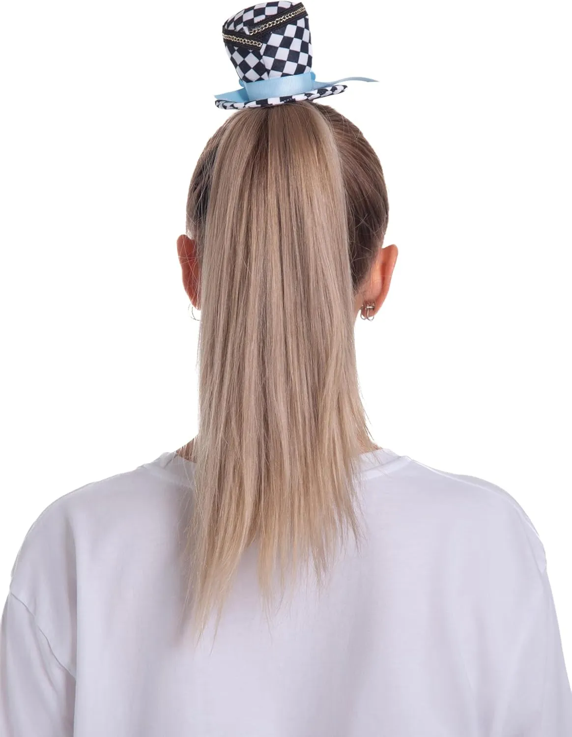 Mini Black White Patterned Hat with Clip - Womens Teens Adult - Cosplay Halloween Mardi Gras Costume Hat