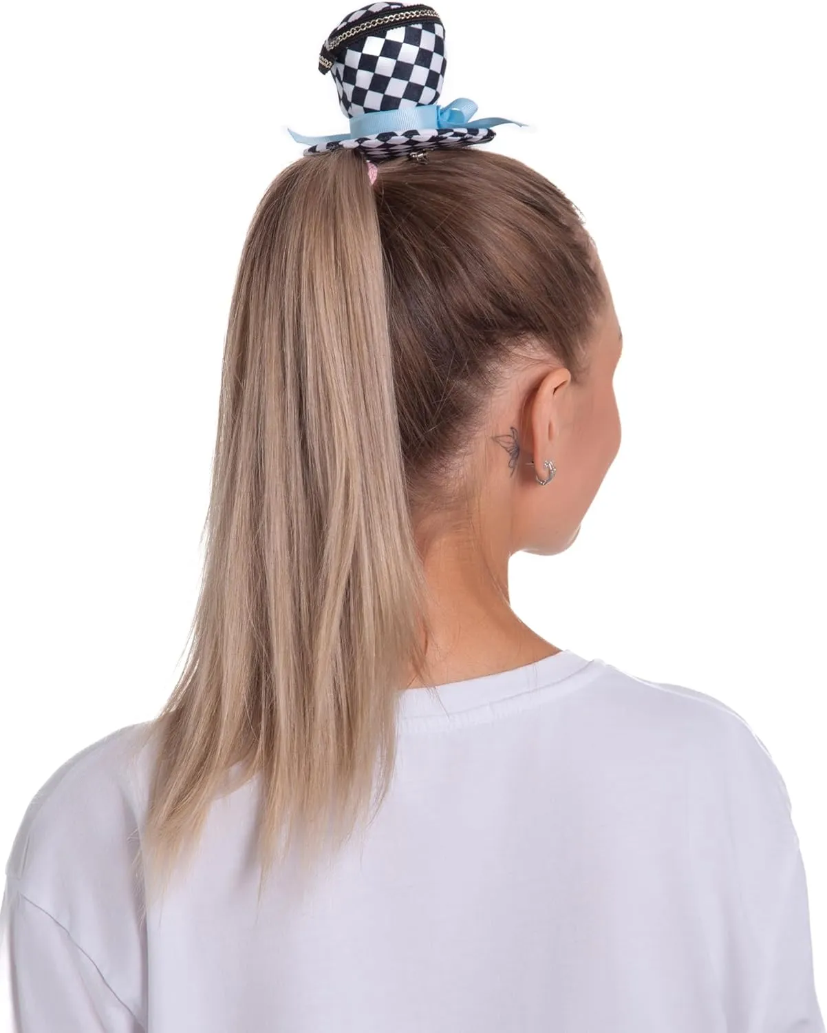 Mini Black White Patterned Hat with Clip - Womens Teens Adult - Cosplay Halloween Mardi Gras Costume Hat