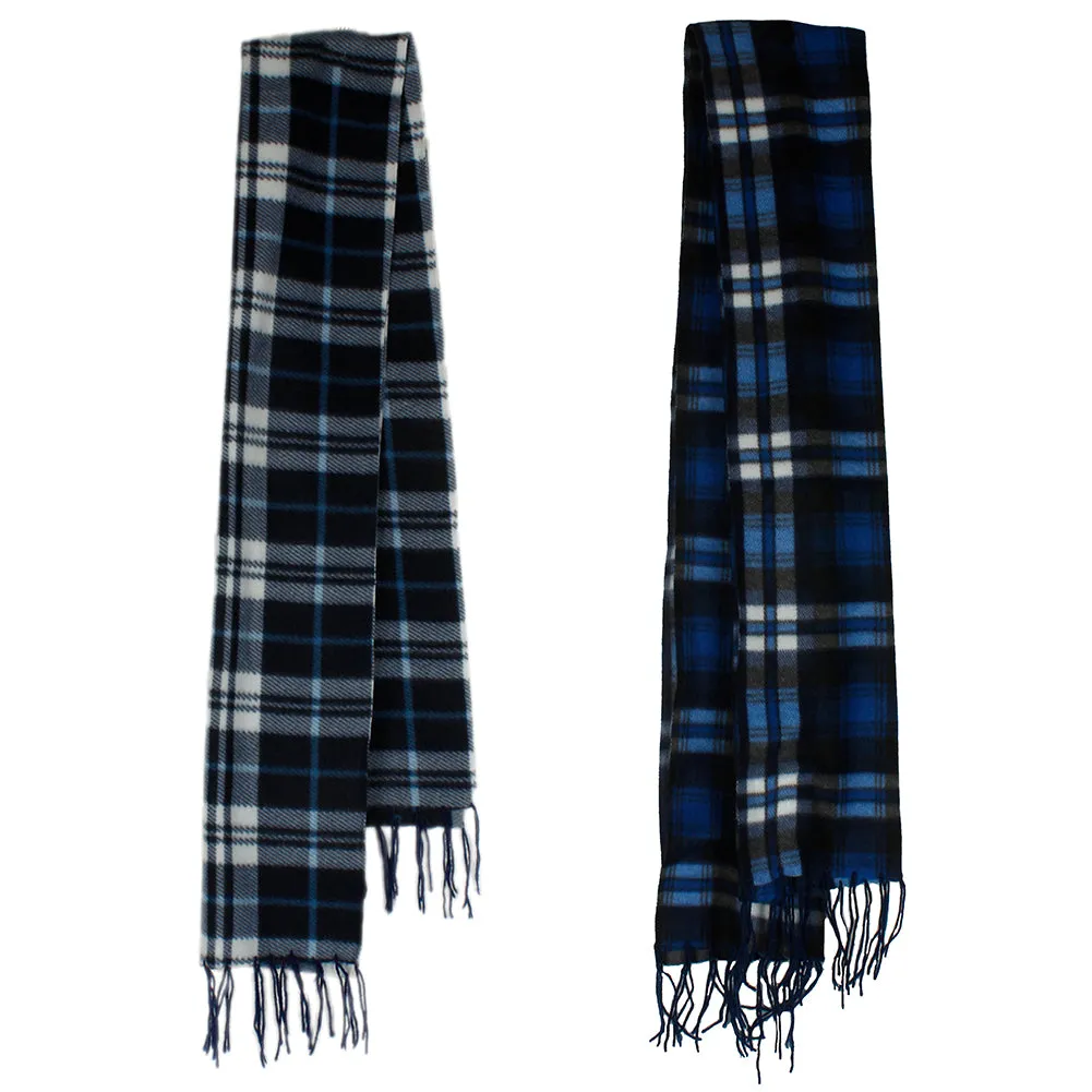 Minky Accessories Men's 2 Fleece Plaid Fringed Scarves