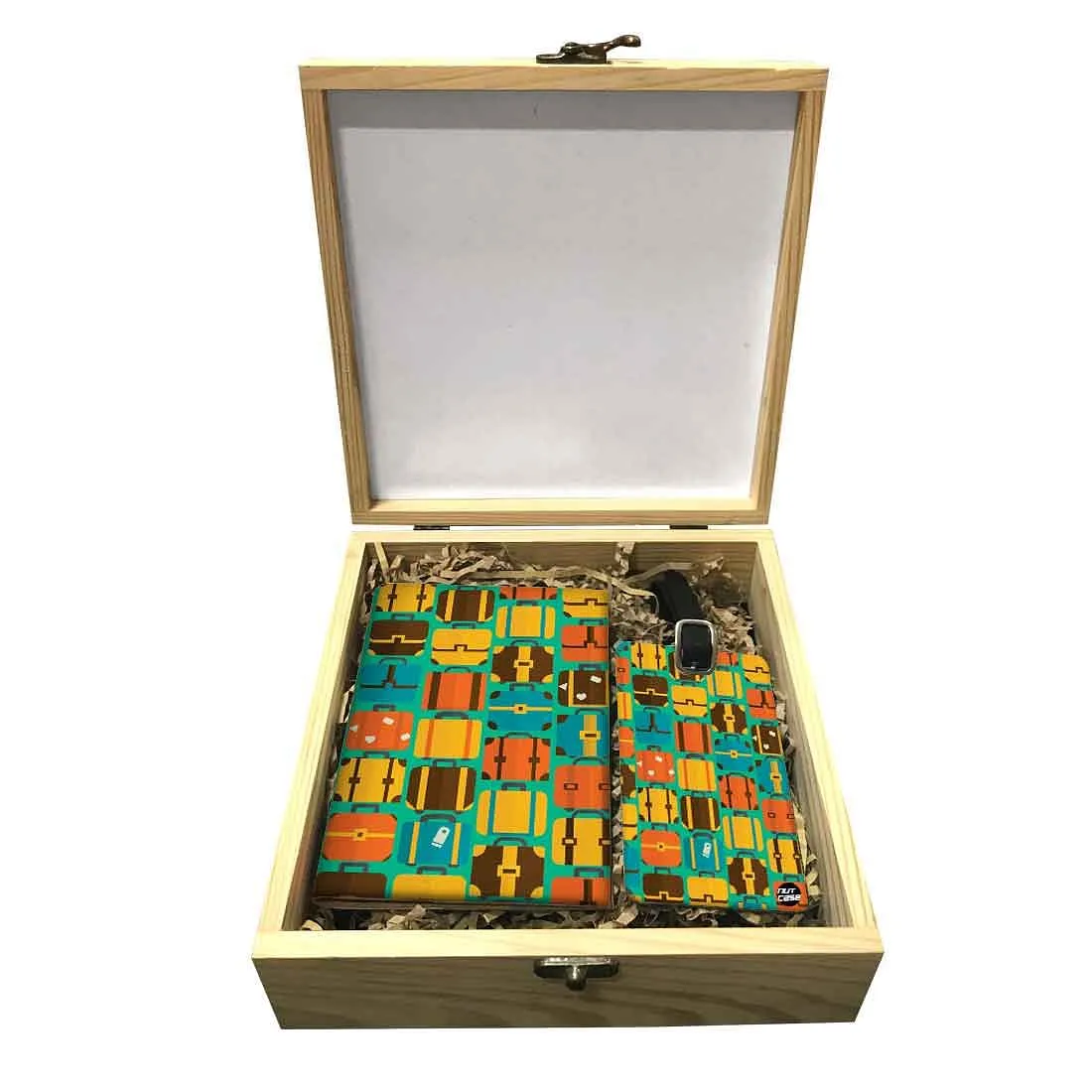 Passport Cover Luggage Tag Wooden Gift Box Set - Travel Bag
