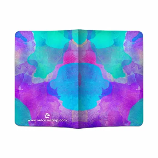 Passport Cover Travel Wallet Holder -Watercolors Paint Blue & Purple