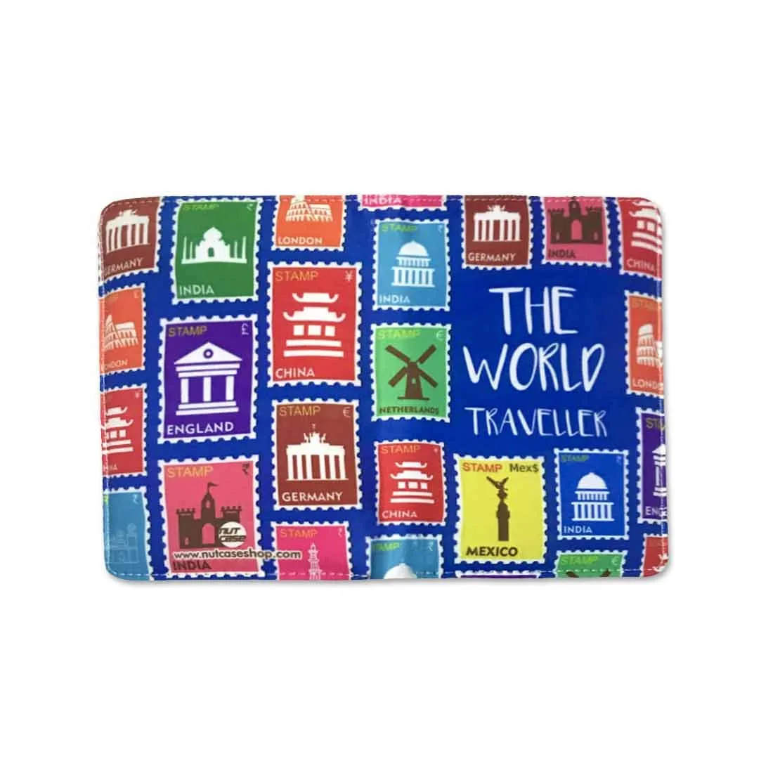 Passport Cover Travel Wallet Organizer  - World Stamps