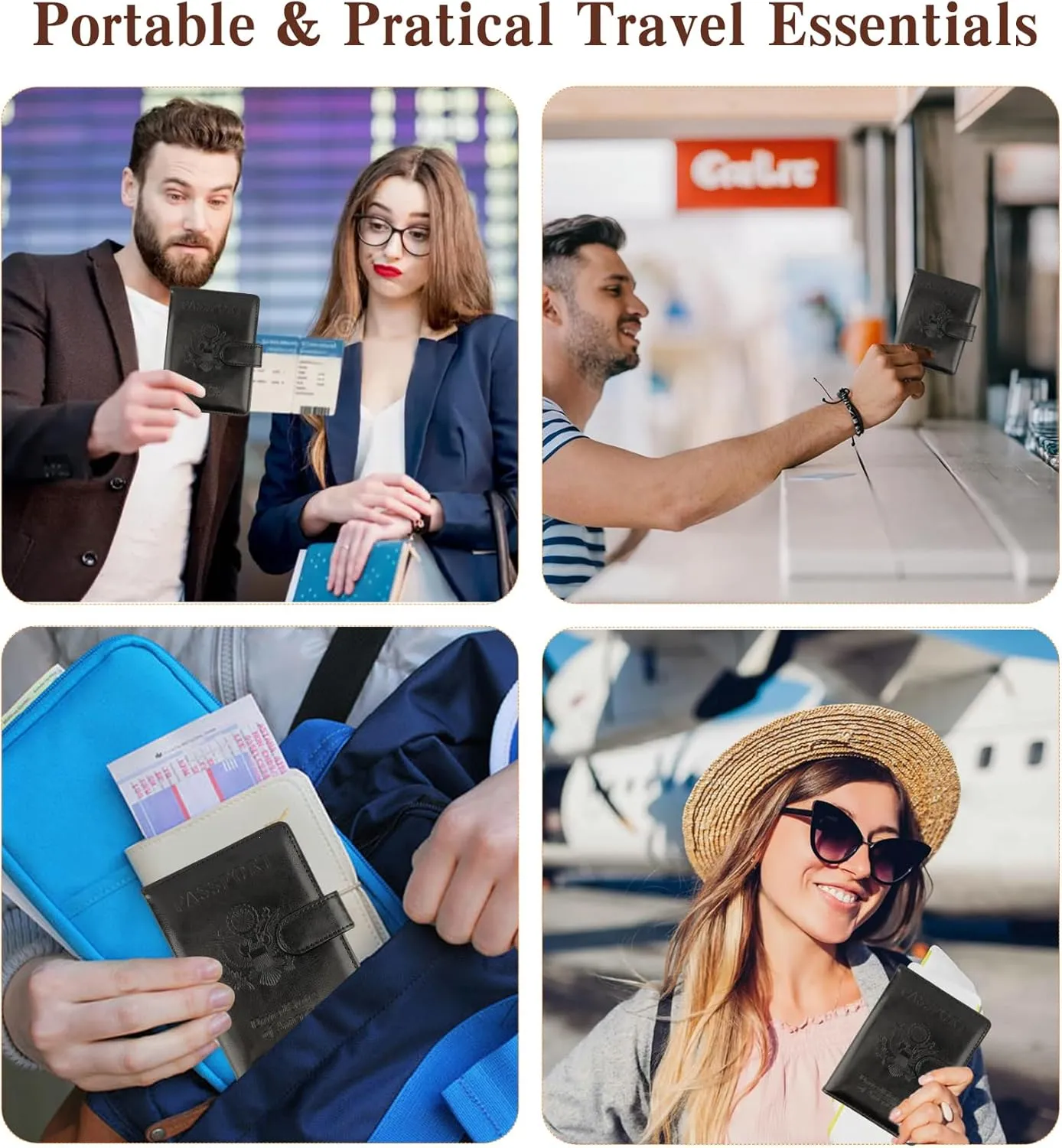 Passport Holder for Travel, Leather Passport Holder, RFID Passport Cover Passport Wallet Premium Passport Case with Card Holder & Pen Slot Travel Must Haves Essentials for Women Men (Black)