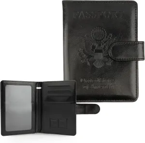 Passport Holder for Travel, Leather Passport Holder, RFID Passport Cover Passport Wallet Premium Passport Case with Card Holder & Pen Slot Travel Must Haves Essentials for Women Men (Black)