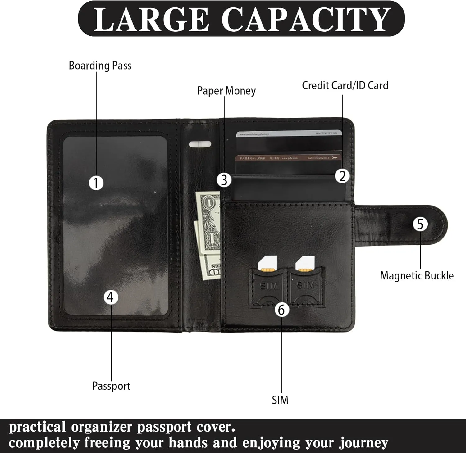 Passport Holder for Travel, Leather Passport Holder, RFID Passport Cover Passport Wallet Premium Passport Case with Card Holder & Pen Slot Travel Must Haves Essentials for Women Men (Black)
