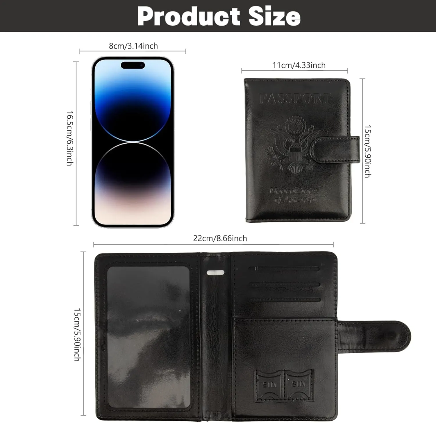 Passport Holder for Travel, Leather Passport Holder, RFID Passport Cover Passport Wallet Premium Passport Case with Card Holder & Pen Slot Travel Must Haves Essentials for Women Men (Black)