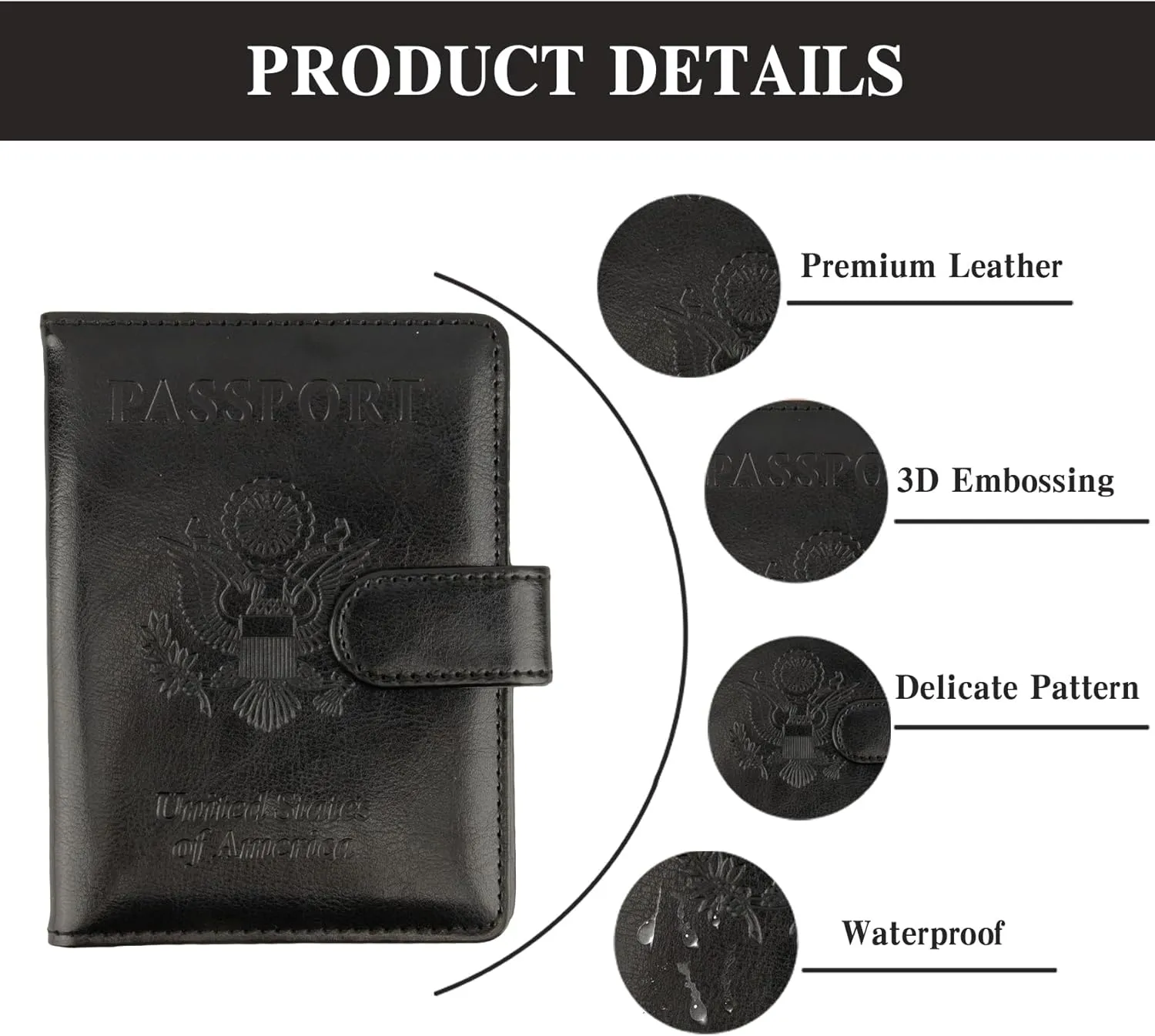 Passport Holder for Travel, Leather Passport Holder, RFID Passport Cover Passport Wallet Premium Passport Case with Card Holder & Pen Slot Travel Must Haves Essentials for Women Men (Black)
