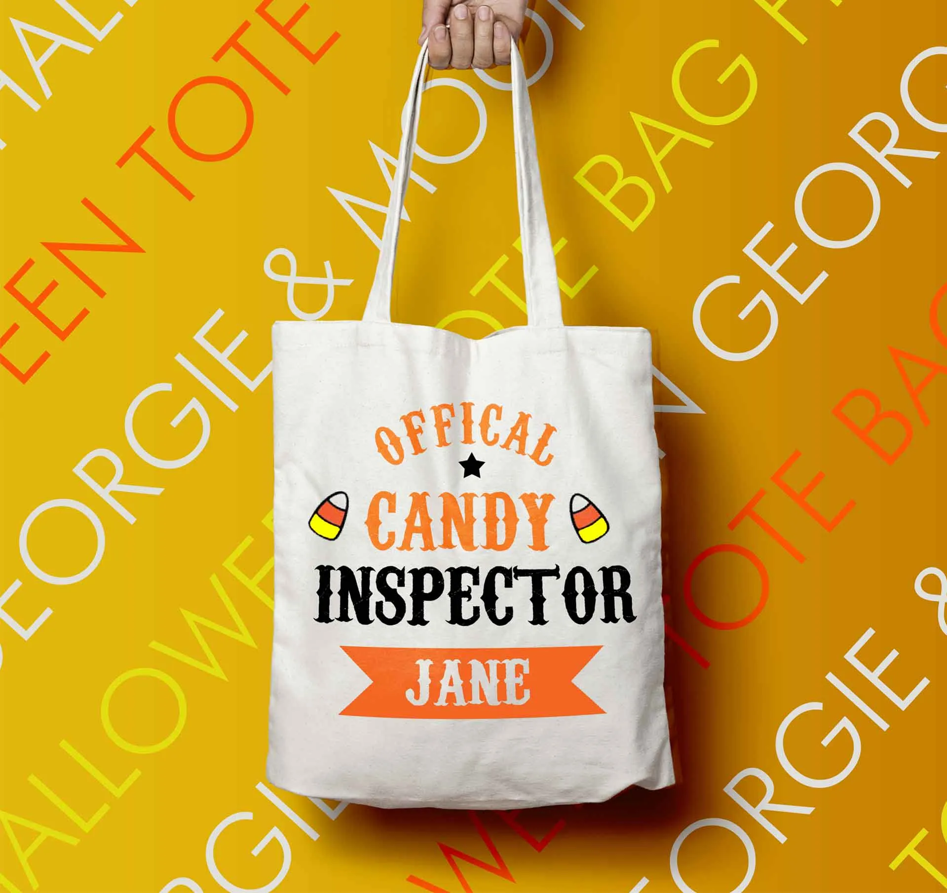 Personalised Halloween Tote Bag Official Candy Inspector