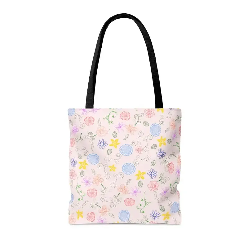 Pink Floral Pattern Tote Bag Trio