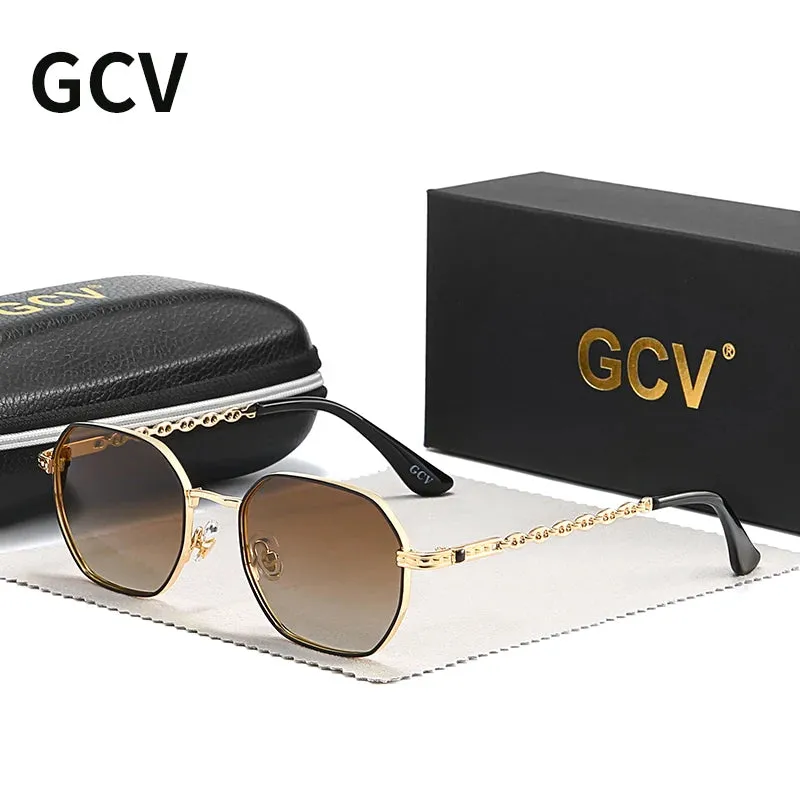 Retro Women’s Rectangular Square Sunglasses with Metal Frame & Polaroid Lenses