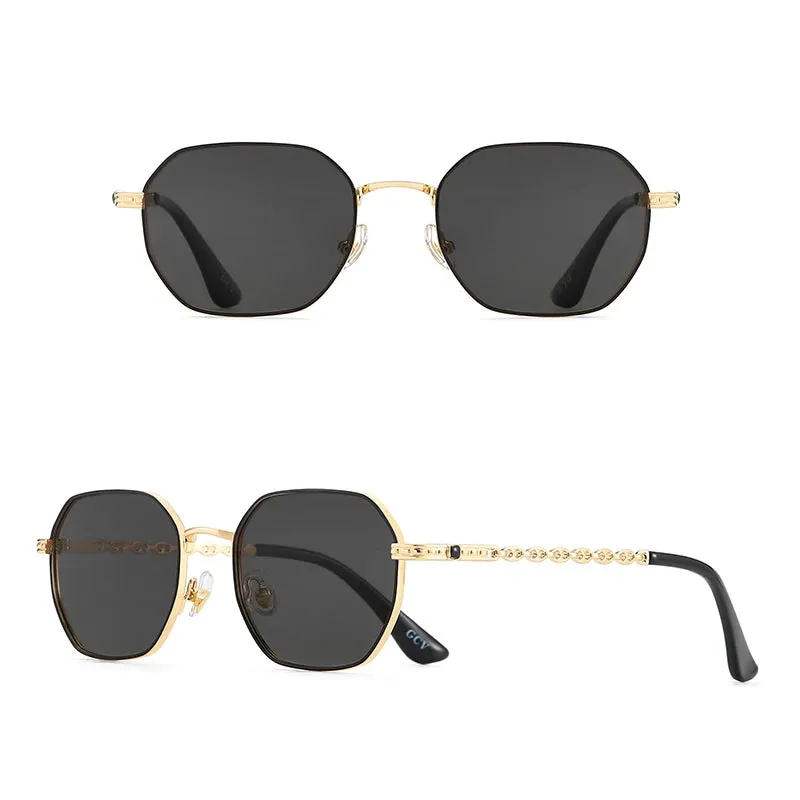 Retro Women’s Rectangular Square Sunglasses with Metal Frame & Polaroid Lenses