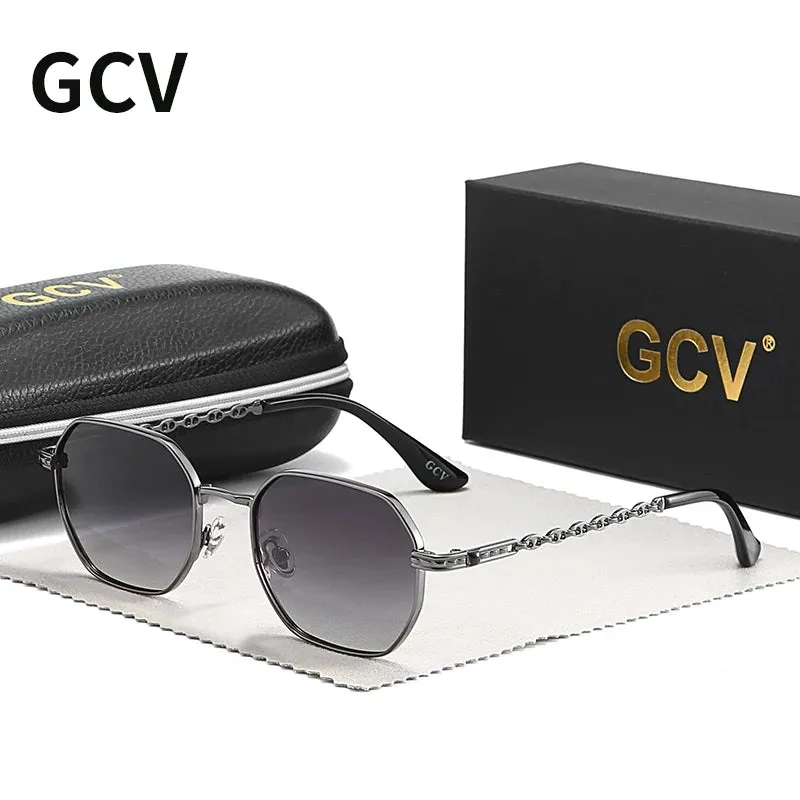Retro Women’s Rectangular Square Sunglasses with Metal Frame & Polaroid Lenses