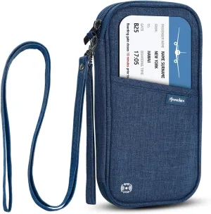 RFID Family Passport Wallet Holder Waterproof, Travel Document Organizer Credit Card Clutch Bag for Men Women