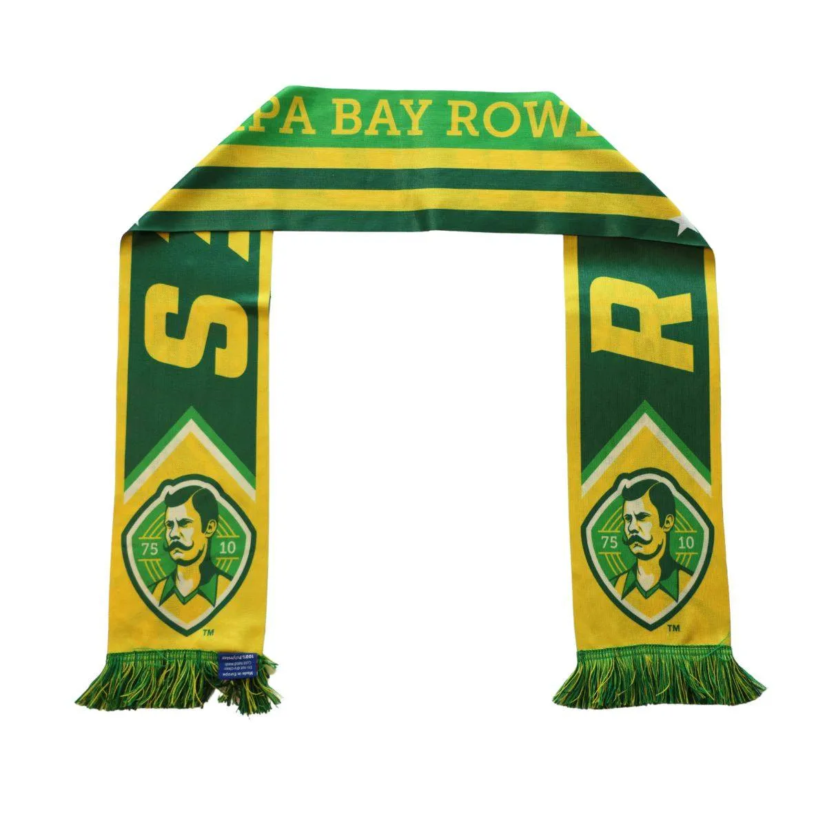 Rowdies Green and Yellow Split Crest Scarf