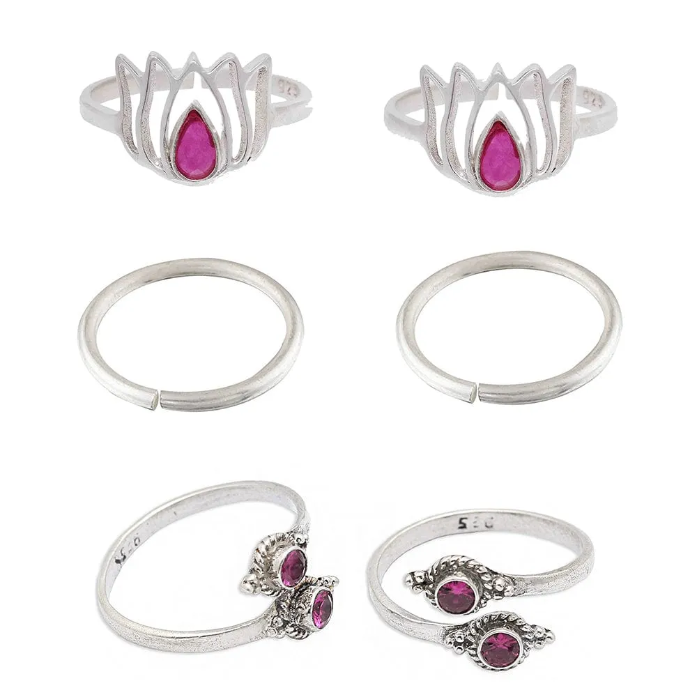 Set Of Three Silver Toe Rings (10)