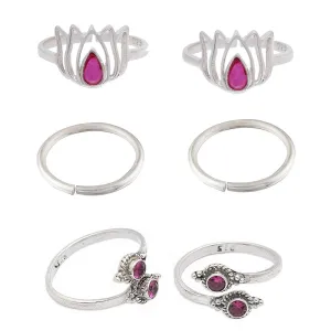 Set Of Three Silver Toe Rings (10)
