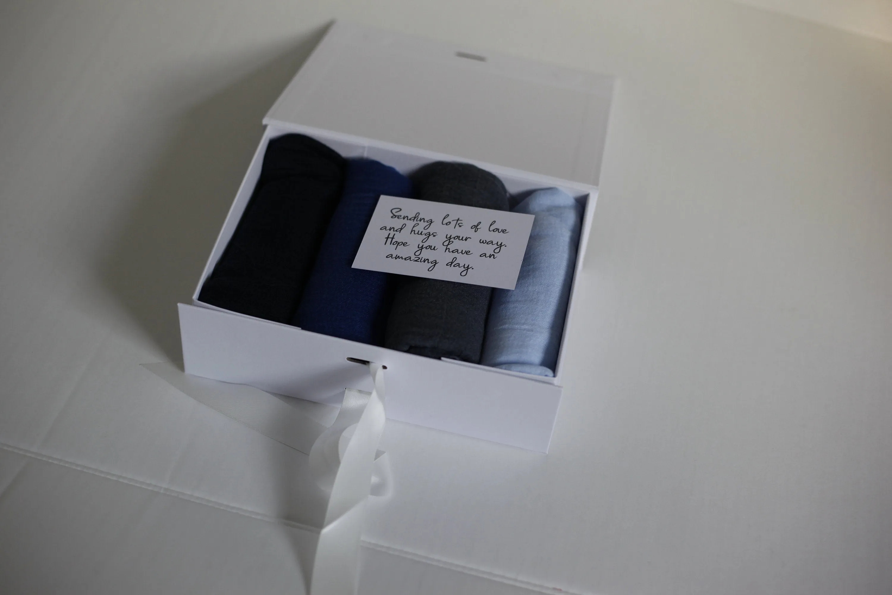 Shades of Light and dark blue crimple scarf with distressed edge, Perfect Eid Hijabs, or if you are gifting hijab gifts, perfectly boxed