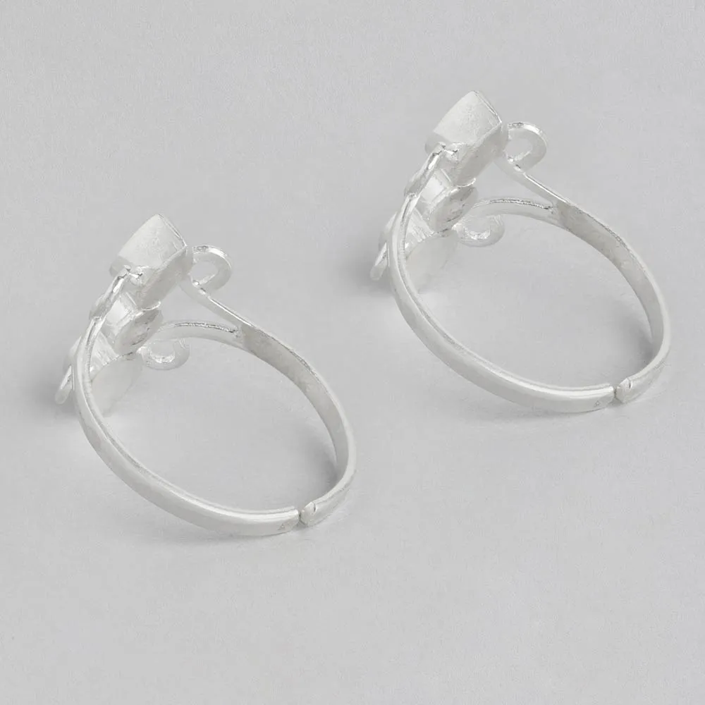 Silver Pink Toe ring