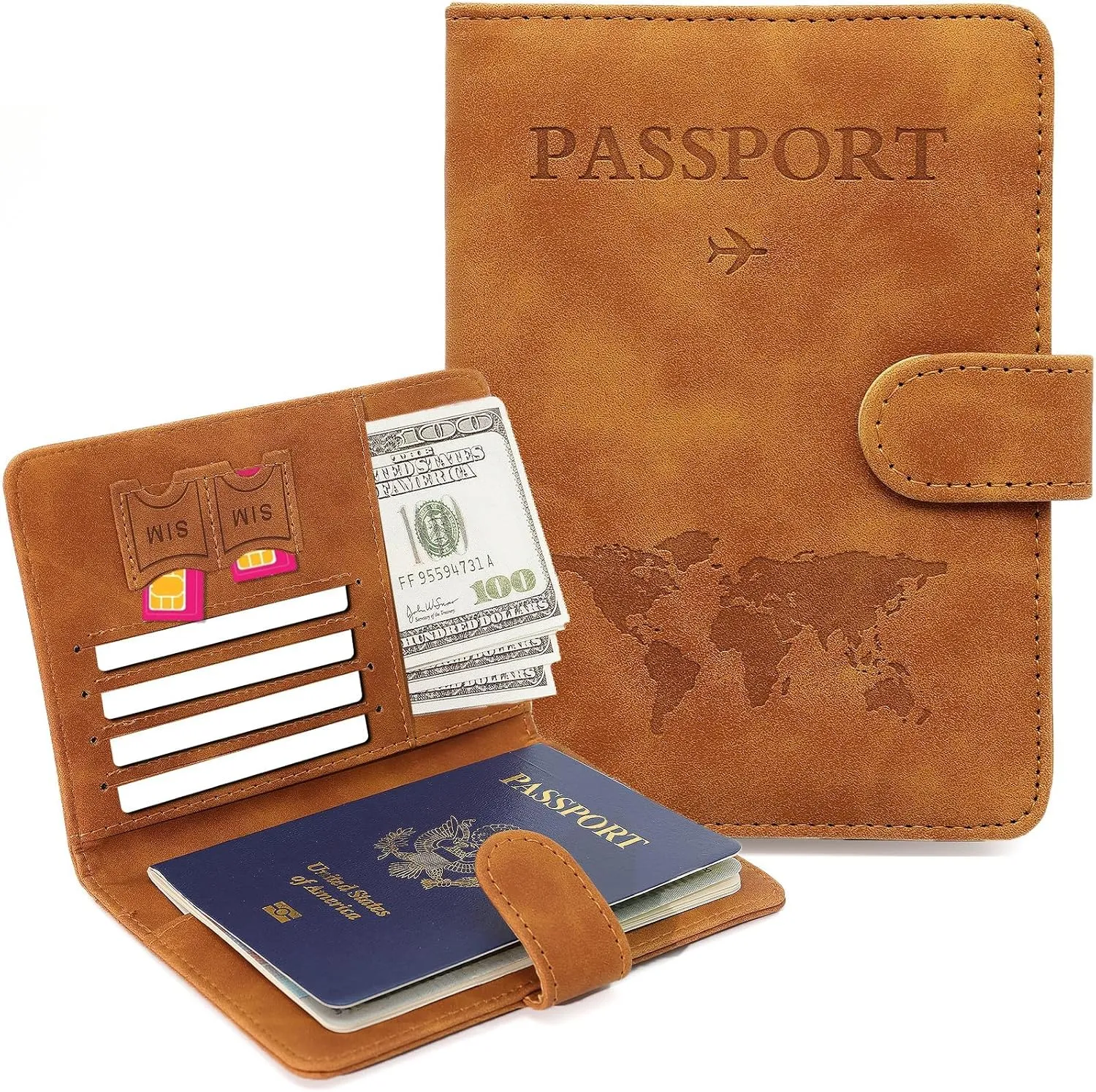 Sizobi Passport Holder Covers Case, Passport Holder for Travel Essentials, RFID Blocking Leather International Travel Must Haves Travel Accessories for Women Men, Cruise Ship Essentials, Travel Gifts