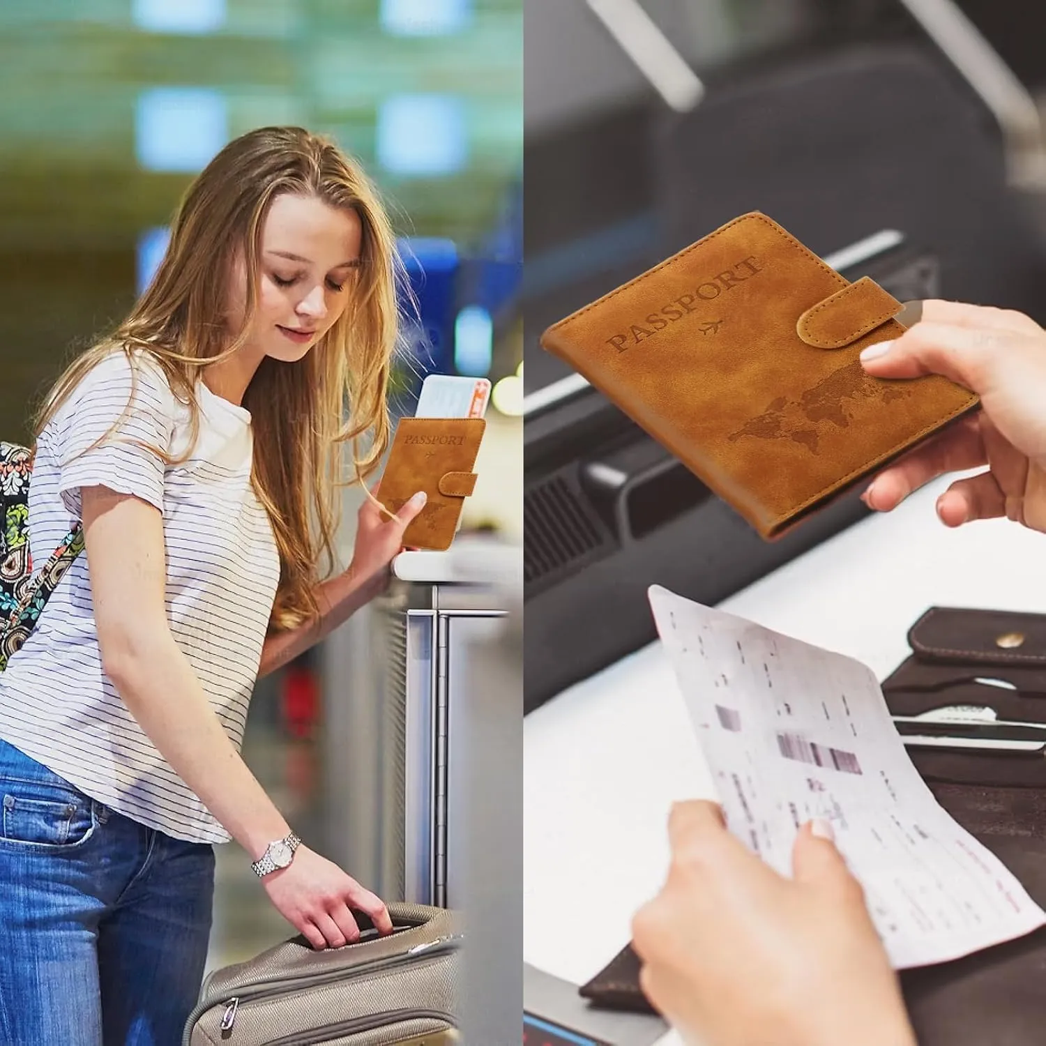 Sizobi Passport Holder Covers Case, Passport Holder for Travel Essentials, RFID Blocking Leather International Travel Must Haves Travel Accessories for Women Men, Cruise Ship Essentials, Travel Gifts