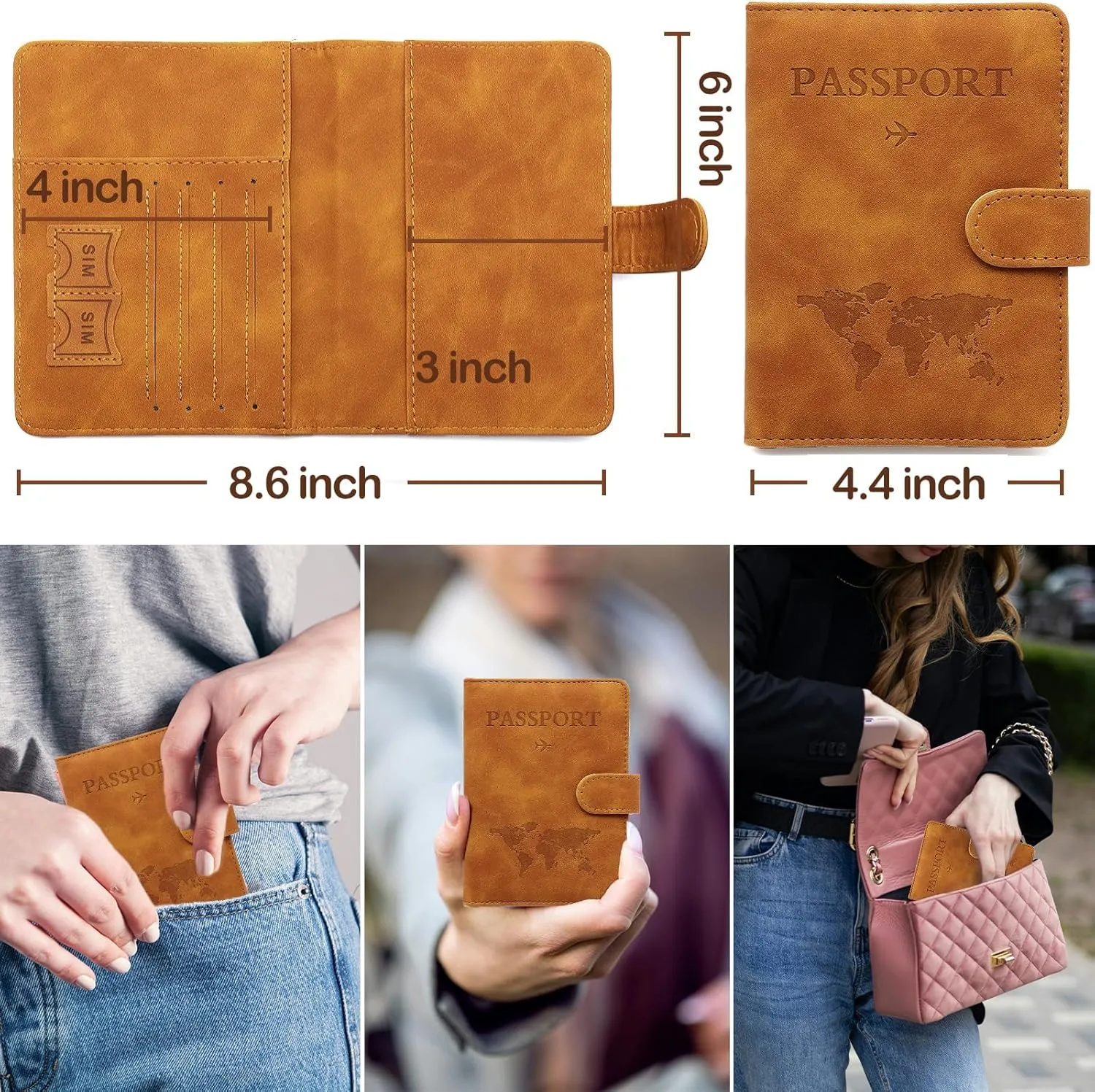Sizobi Passport Holder Covers Case, Passport Holder for Travel Essentials, RFID Blocking Leather International Travel Must Haves Travel Accessories for Women Men, Cruise Ship Essentials, Travel Gifts